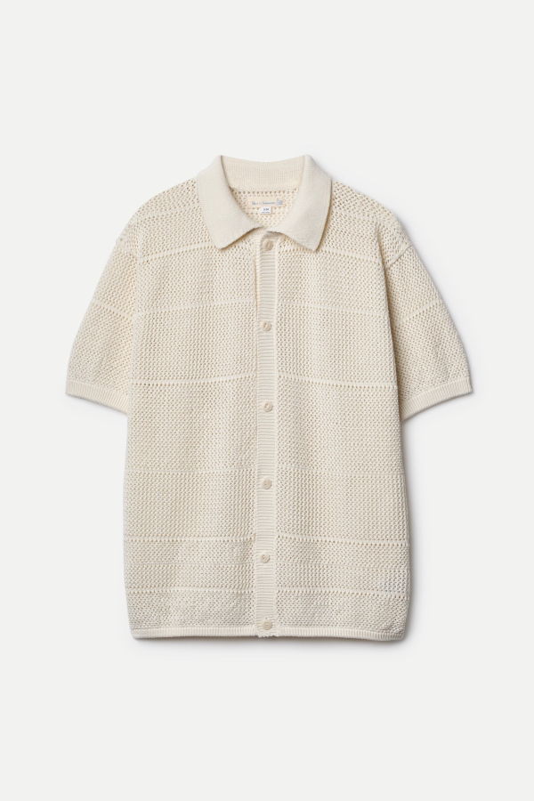 Merz b. Schwanen KNITSHIRT01 1960s Crochet Cotton Short Sleeve Shirt