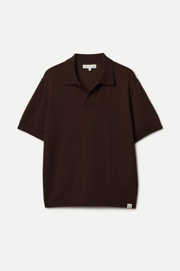 Merz b. Schwanen Merinopolo01 Refined Knitted Merino Wool Short Sleeve Polo Shirt
