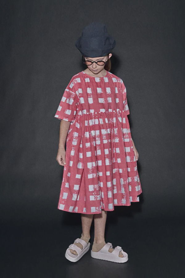KIDS Little Creative Factory Atlantic Plaid Print Dress - Pink