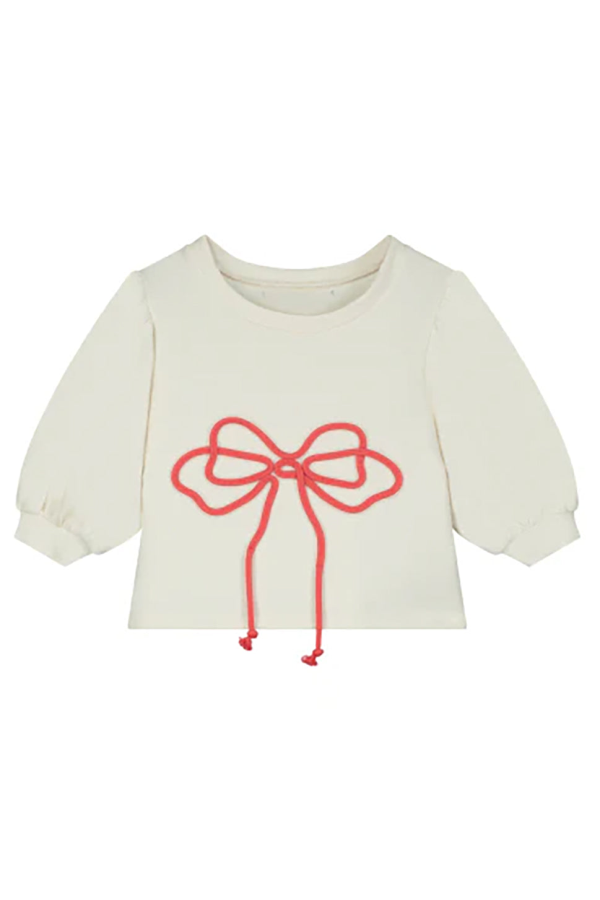 KIDS Little Creative Factory Odissey Bow Sweatshirt - Cream
