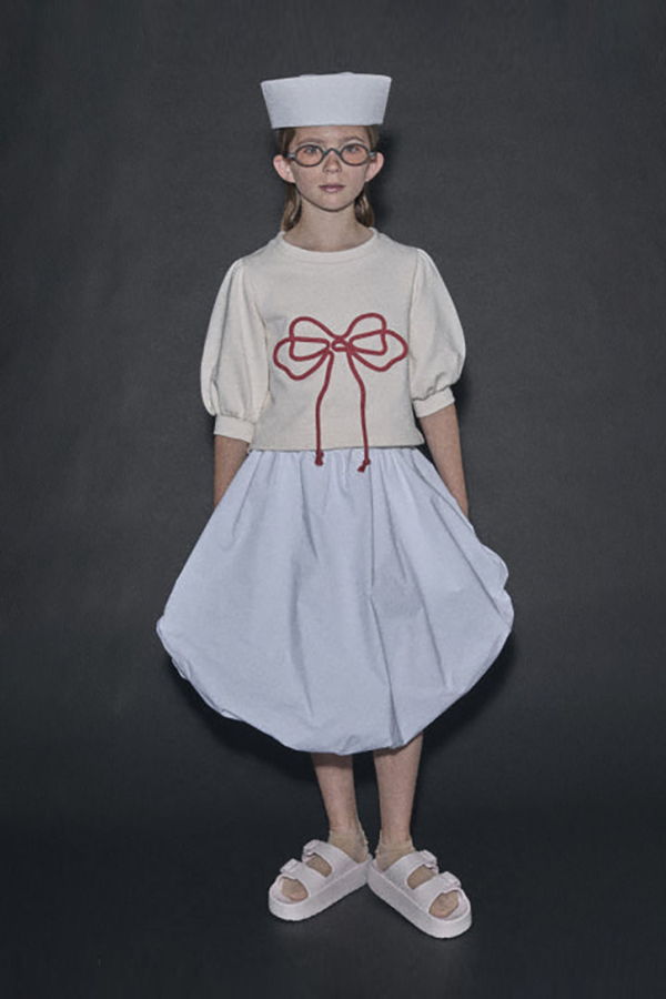 KIDS Little Creative Factory Odissey Bow Sweatshirt - Cream