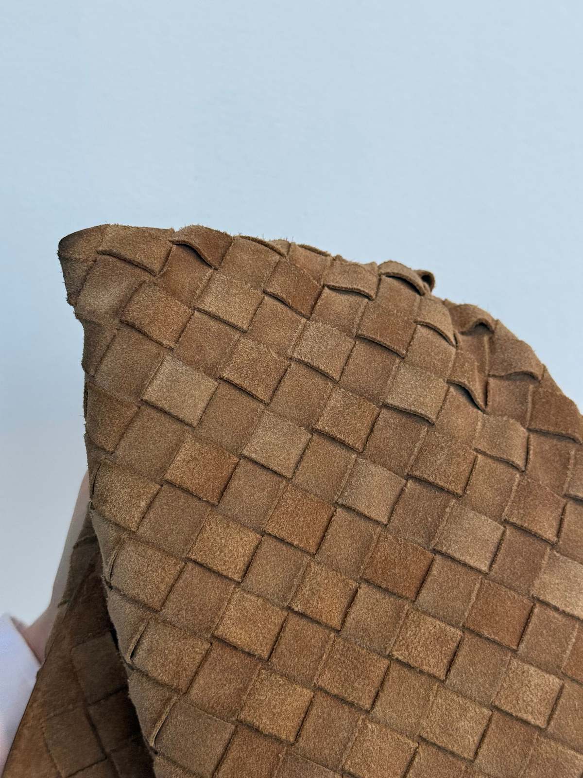 Preloved Bottega Veneta Intrecciato Twist Suede Bag with Top Handle - Camel - Image 6 of 6