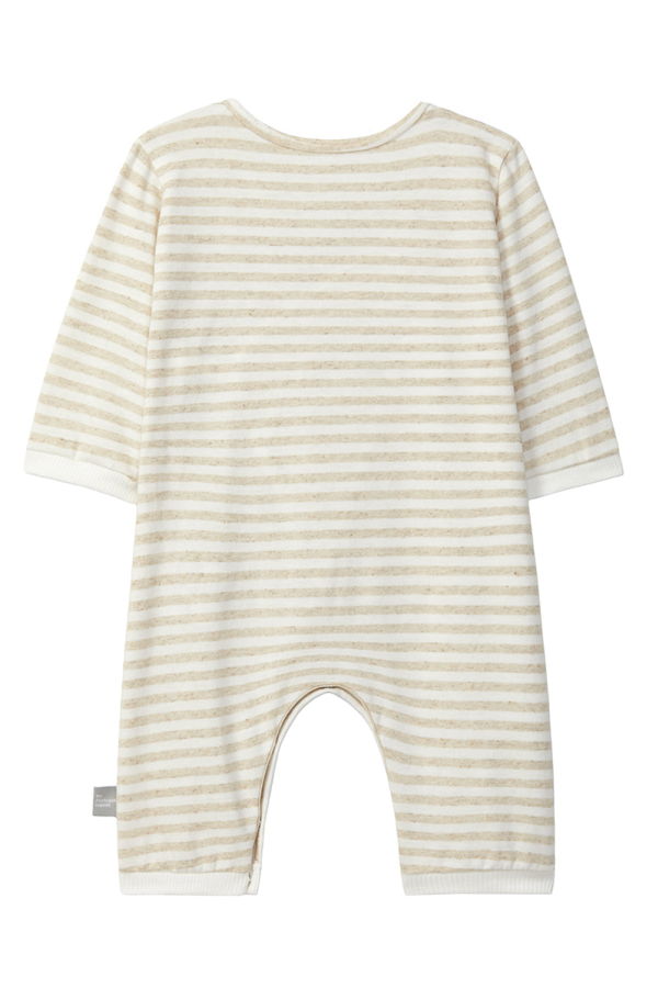 KIDS Snug Baby Jumpsuit Linen Stripes - Beige