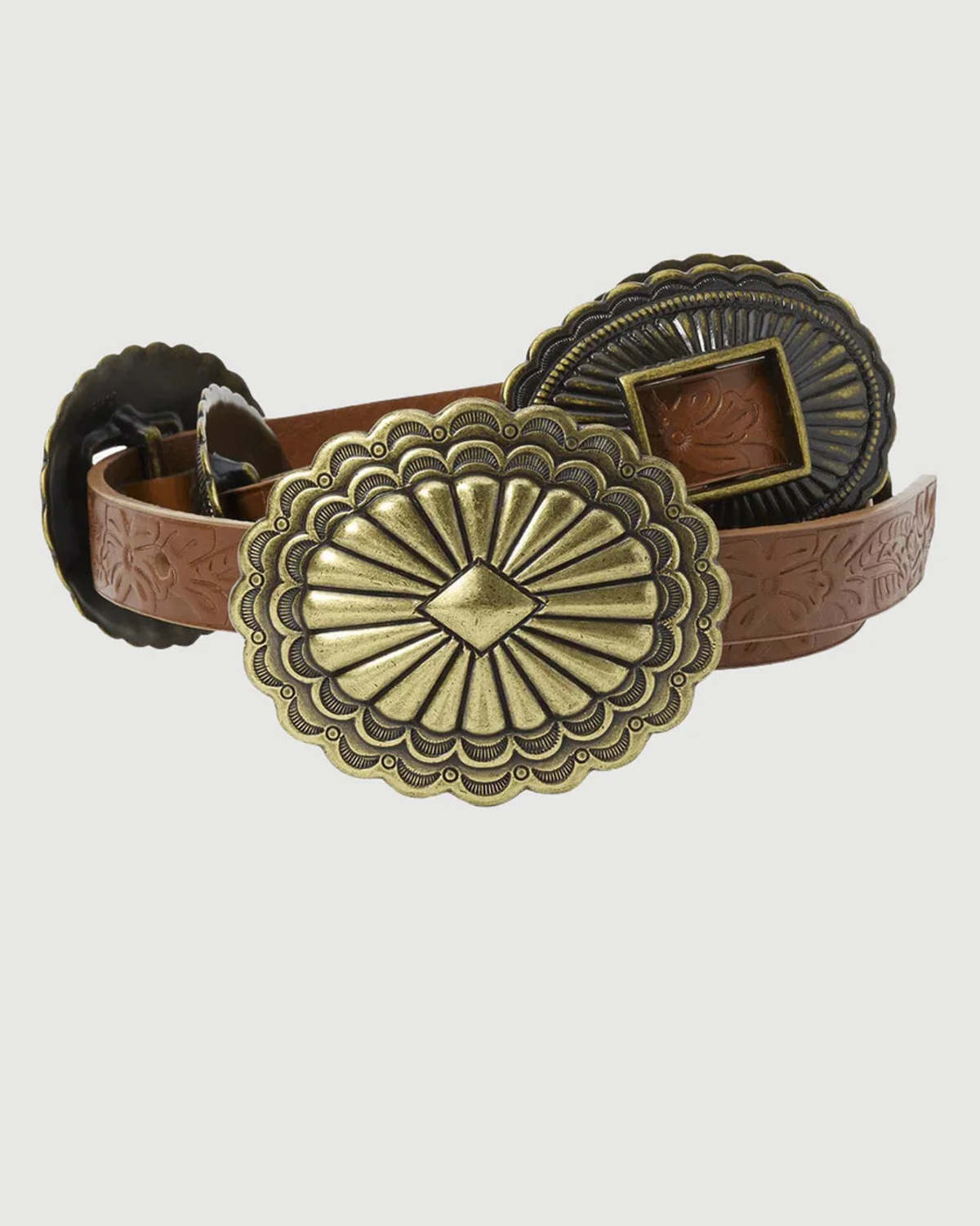 The Great. The Tooled Leather Concho Belt - Brown - Image 1 of 4