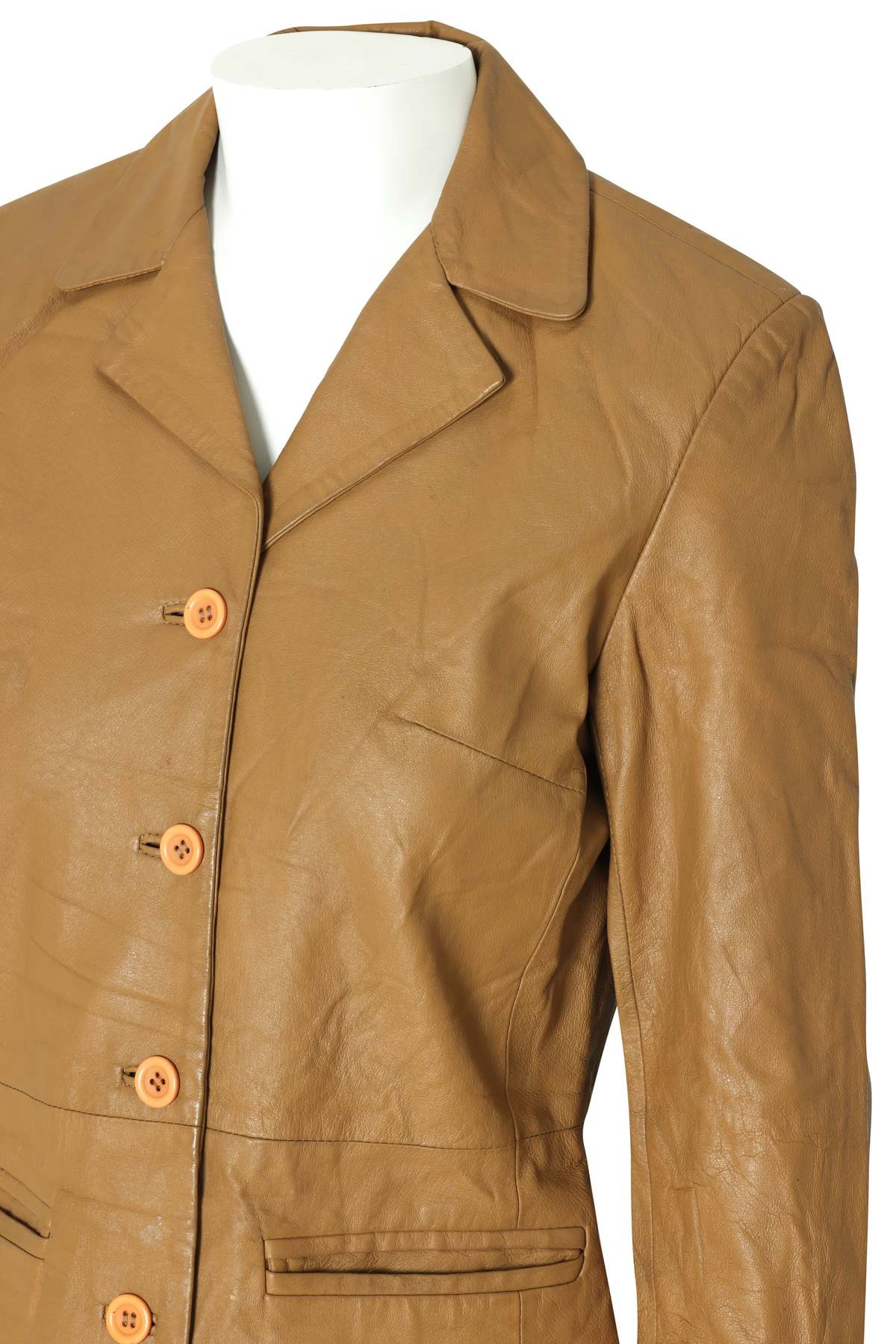 Francisco Cruz Patrão (Portugal) 1990–2000, Leather Coat, Mid-Length, Structured Seaming, Waist-Shaped Panels - Image 2 of 5