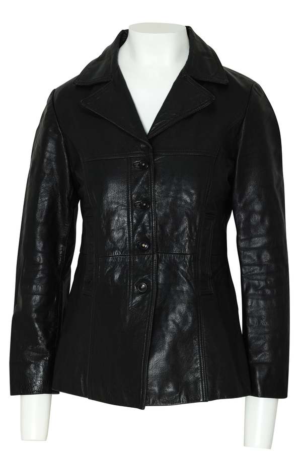 (Unattributed) 19952005, Black Leather Blazer, Structured Seaming, Tailored Silhouette