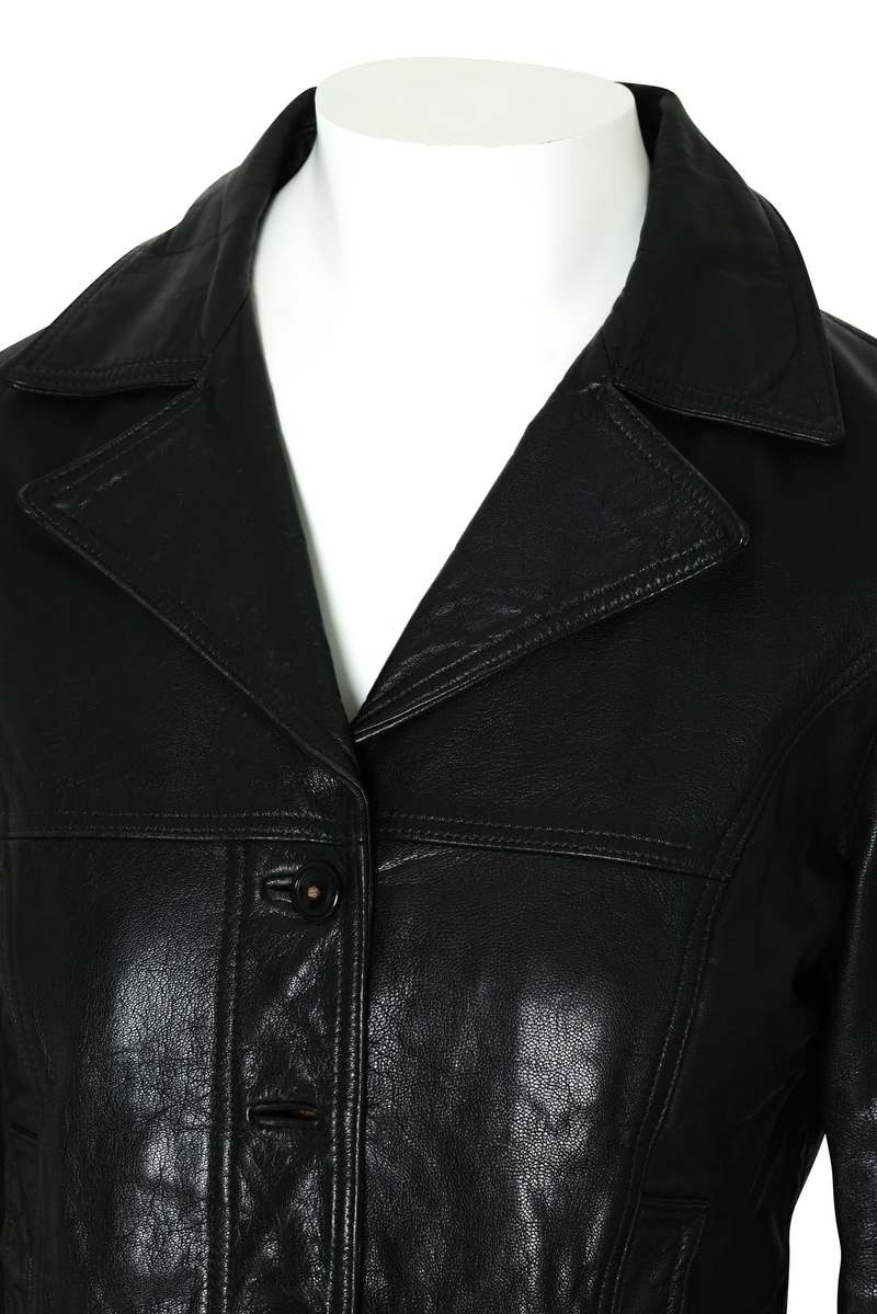 (Unattributed) 19952005, Black Leather Blazer, Structured Seaming, Tailored Silhouette