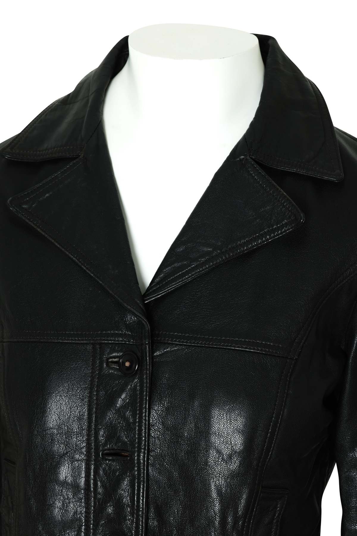 (Unattributed) 1995–2005, Black Leather Blazer, Structured Seaming, Tailored Silhouette - Image 3 of 5