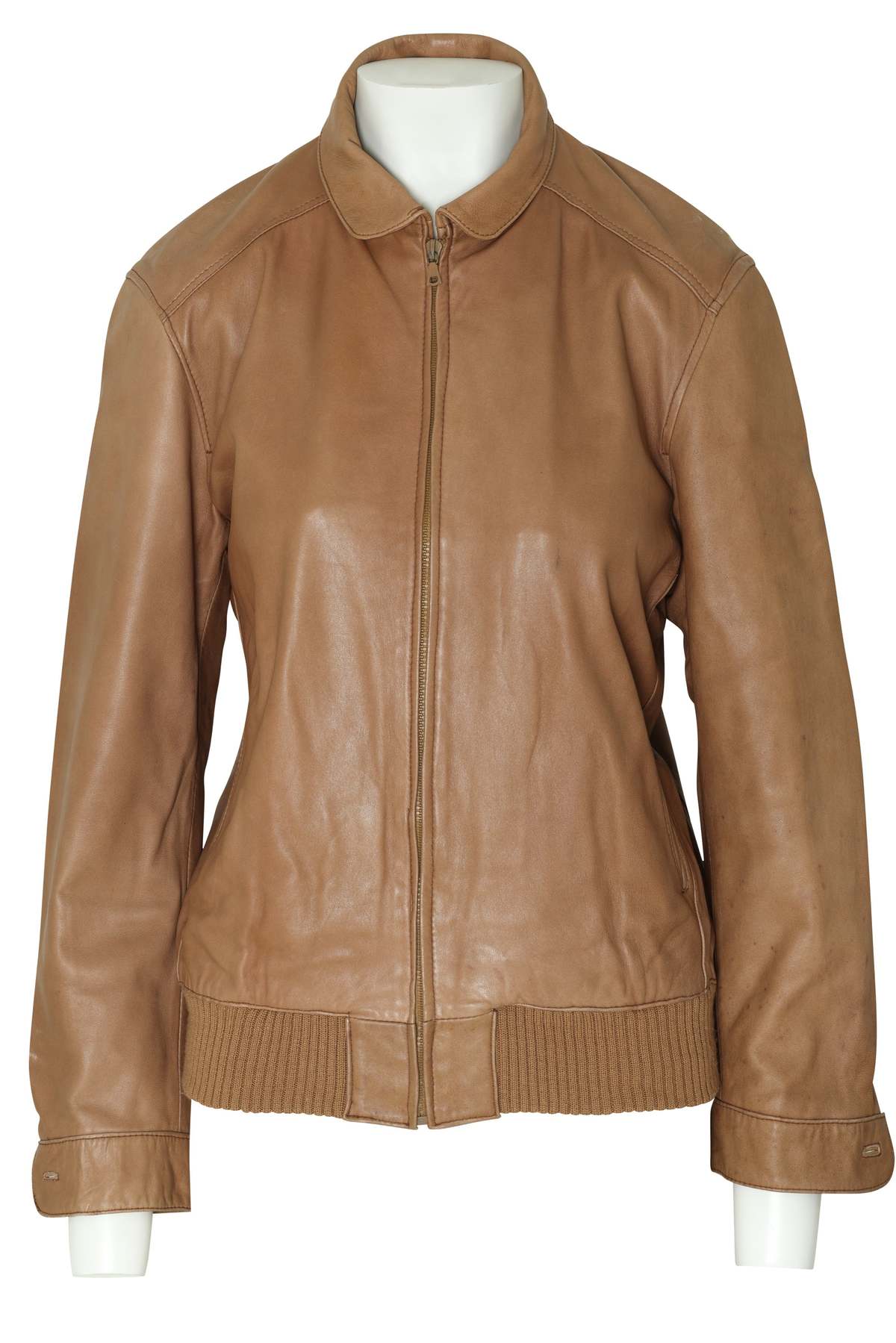 (Unattributed) Late 1990s Lambskin Leather Jacket, Blouson Silhouette, Knit Waistband, Italian - Image 1 of 5