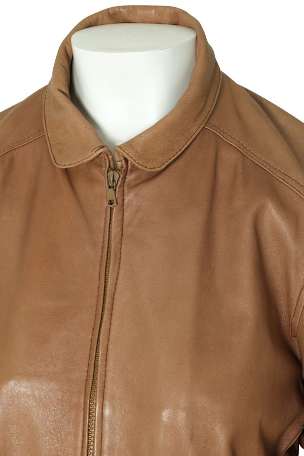 (Unattributed) Late 1990s Lambskin Leather Jacket, Blouson Silhouette, Knit Waistband, Italian