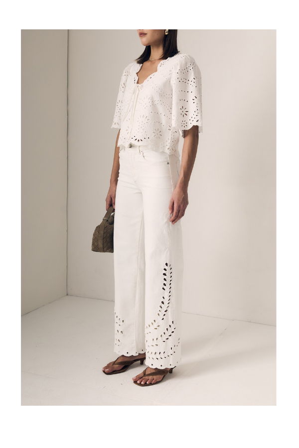 Le Jean Column Eyelet Jean