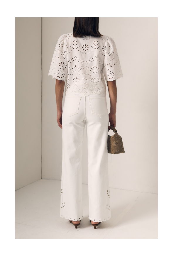 Le Jean Column Eyelet Jean