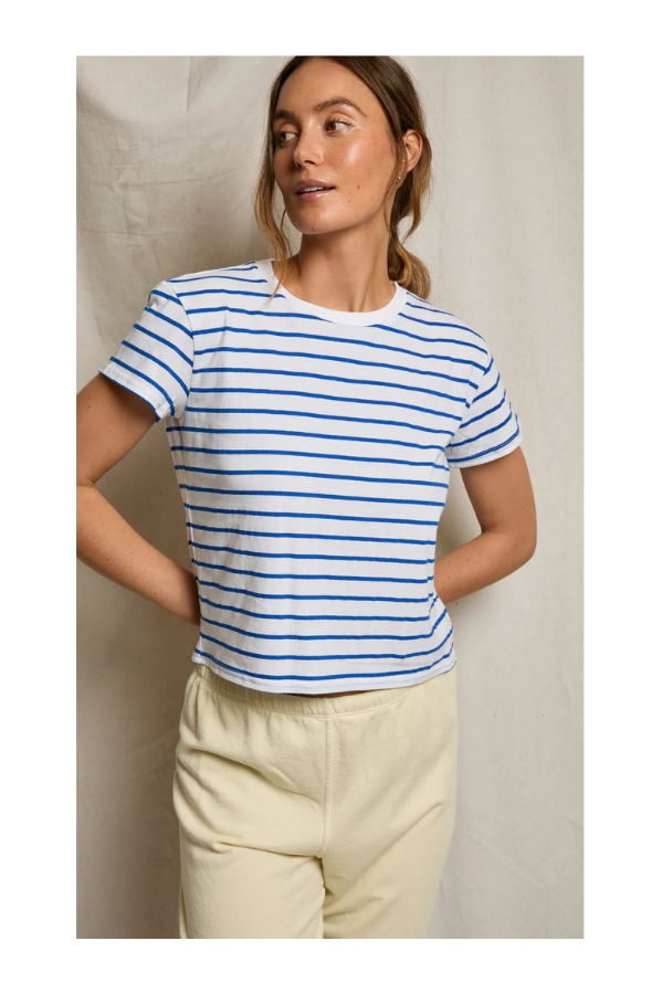 Perfect White Tee Everett Jersey Stripe Boxy Crewneck Tee