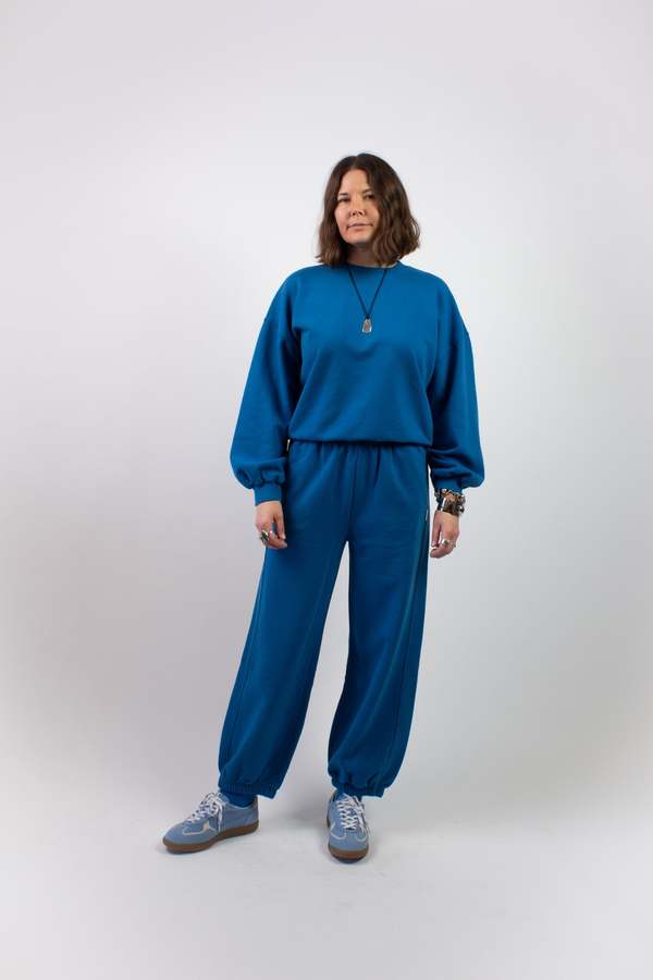 Le Bon Shoppe French Terry Balloon Pants - Teal Blue