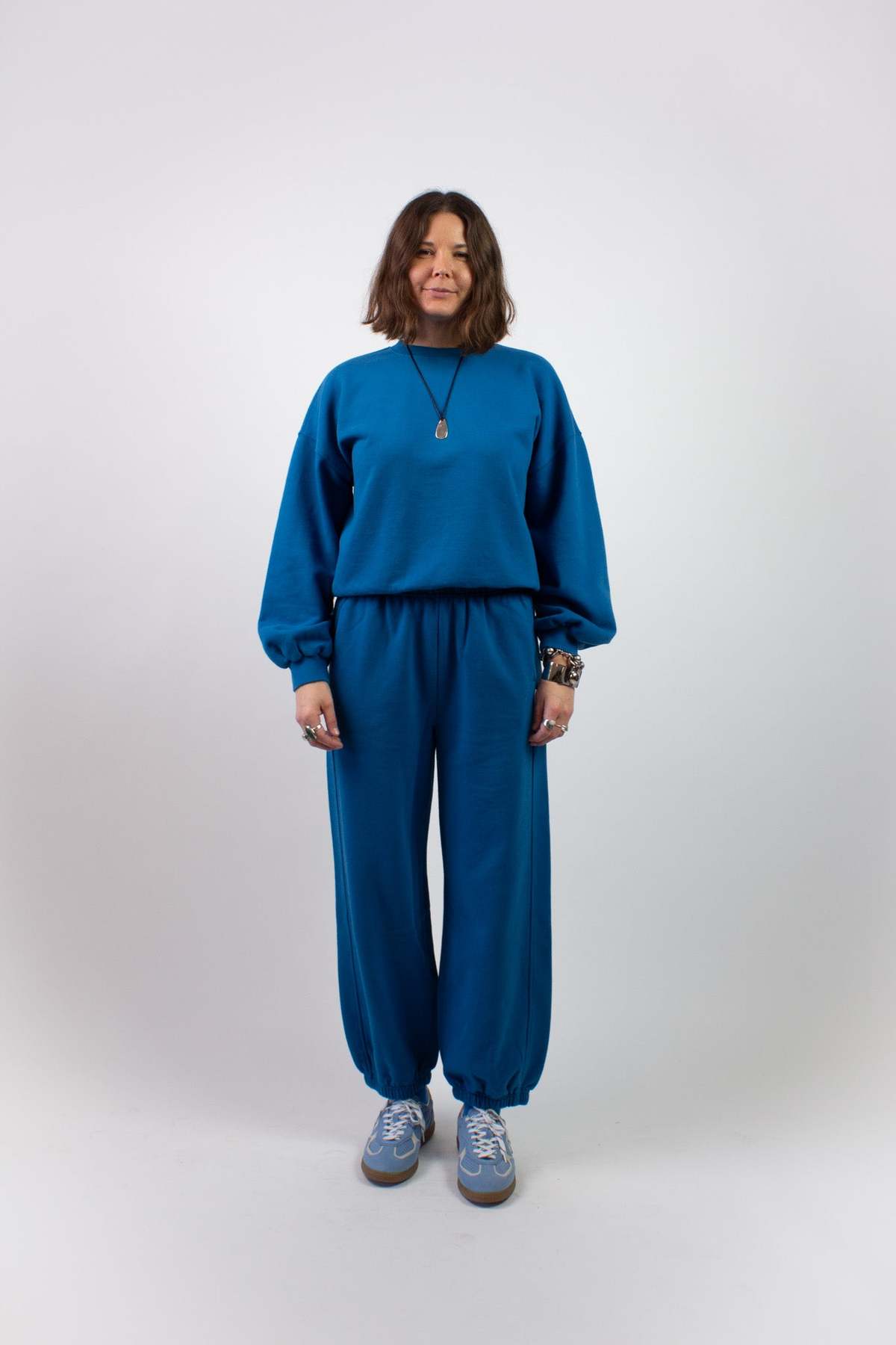 Le Bon Shoppe French Terry Balloon Pants - Teal Blue - Image 2 of 4