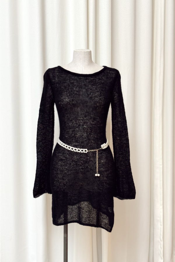 Geel Boatneck Panorama Dress