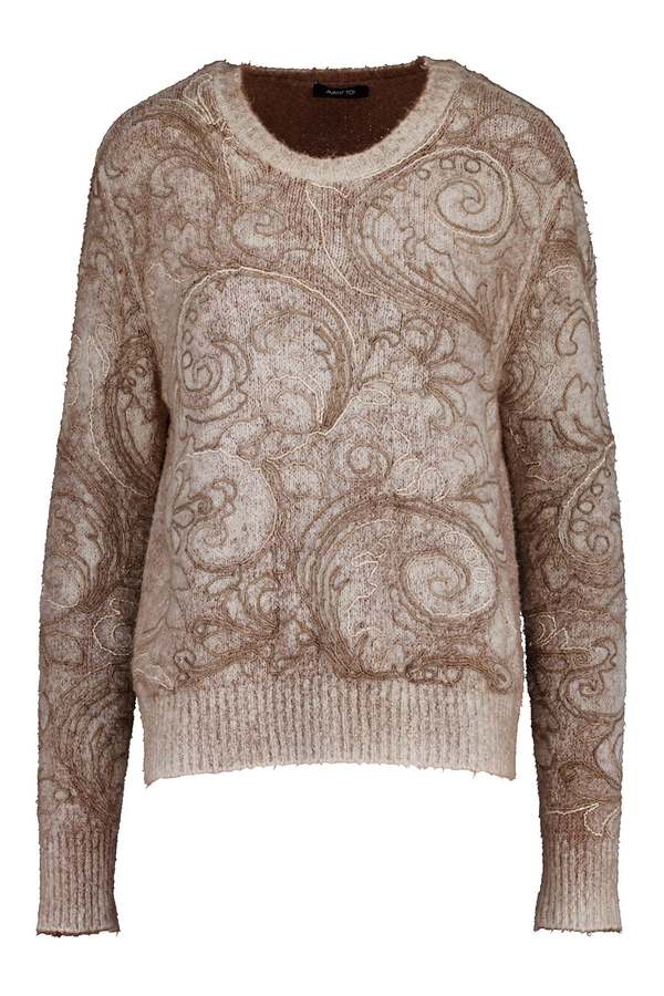 Avant Toi Paisley Embroidered Crew Knit - Sughero