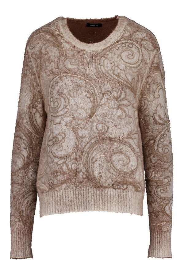 Avant Toi Paisley Embroidered Crew Knit - Sughero