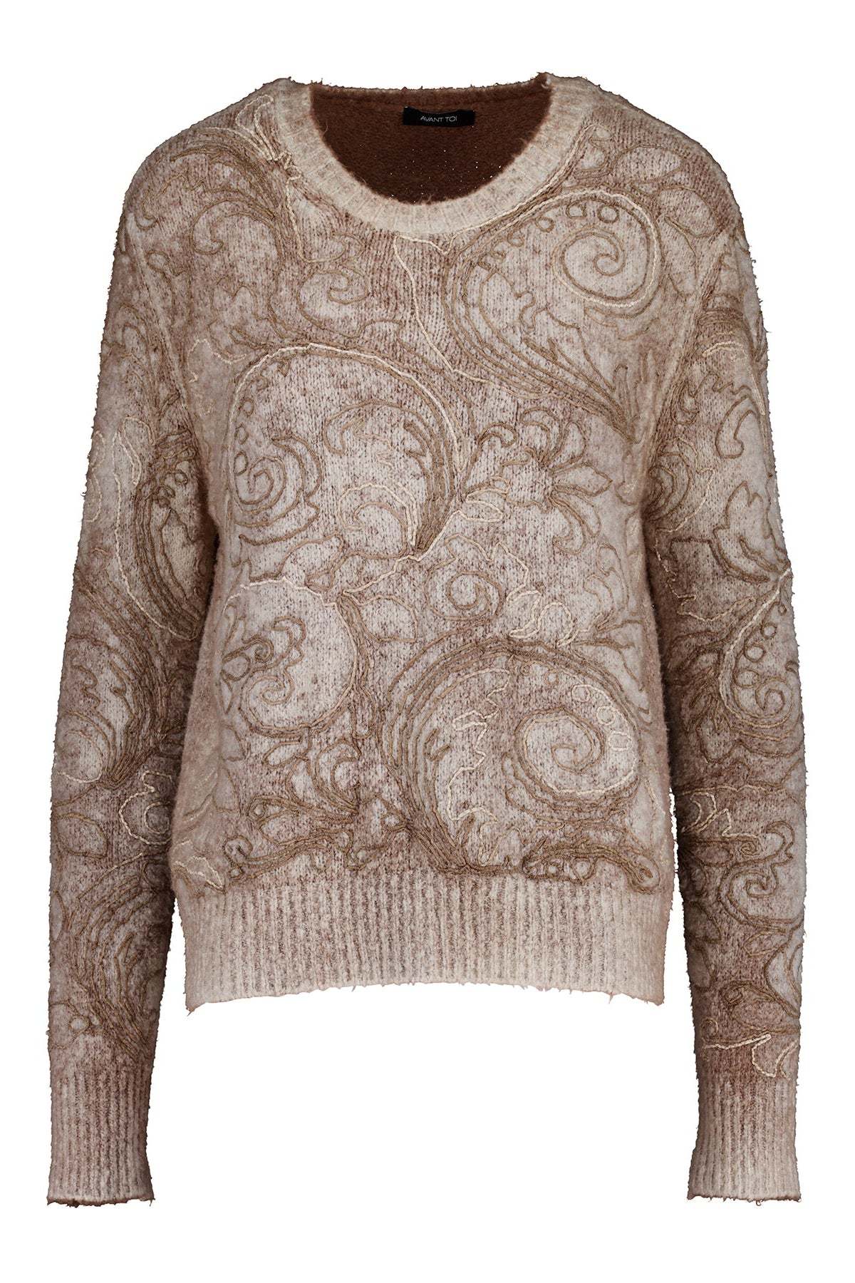 Avant Toi Paisley Embroidered Crew Knit - Sughero - Image 1 of 1