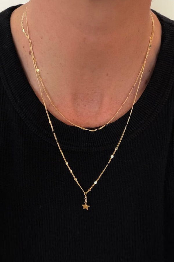 Armor & Arrows Delicate Double Layer Star Drop Necklace - Gold Plated