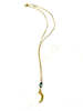 Armor & Arrows Chain Necklace with Moon & Stone - Gold/Green Plated - Thumbnail 2