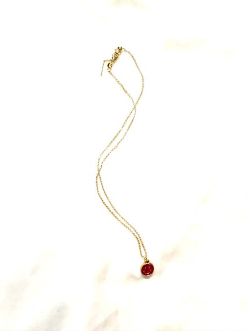 Armor & Arrows Smiley Chain Necklace - Pink/Gold Plated