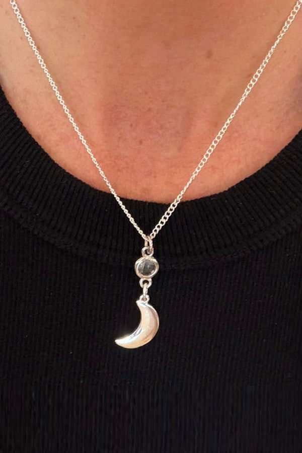 Armor & Arrows Moon Necklace - Silver Plated