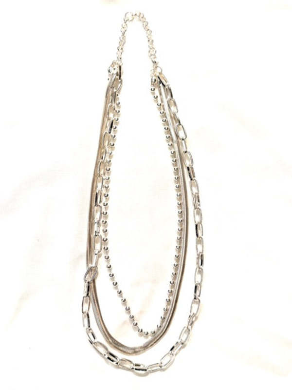 Armor & Arrows Triple Chain Necklace - Silver Plated