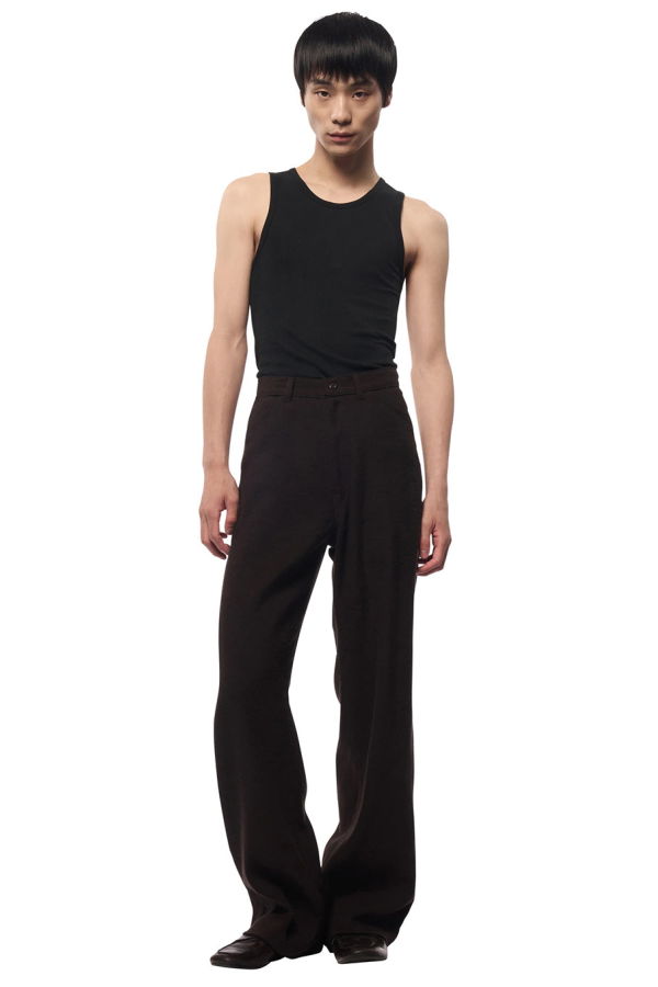 Omar Afridi Brown Silk Linen 5 Pocket Trouser