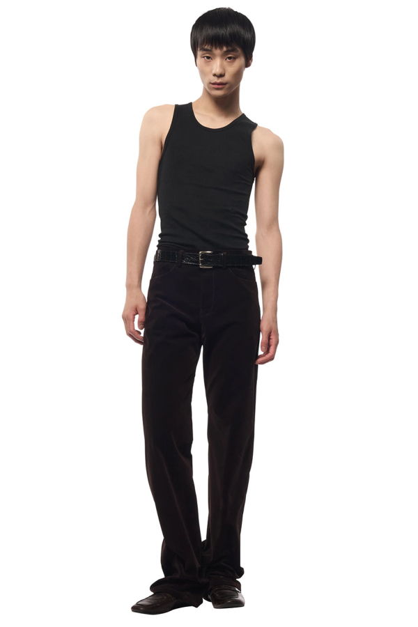 Omar Afridi Flocked Denim Sol Denim Trouser - Purple