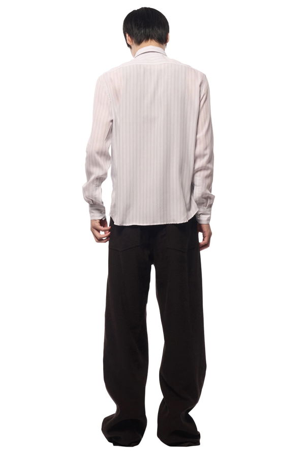 Omar Afridi Silky Dress Shirt - White Stripe