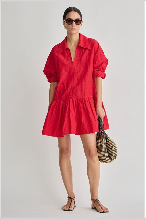 Apiece Apart Romana Mini Dress - Samba Red Samrd