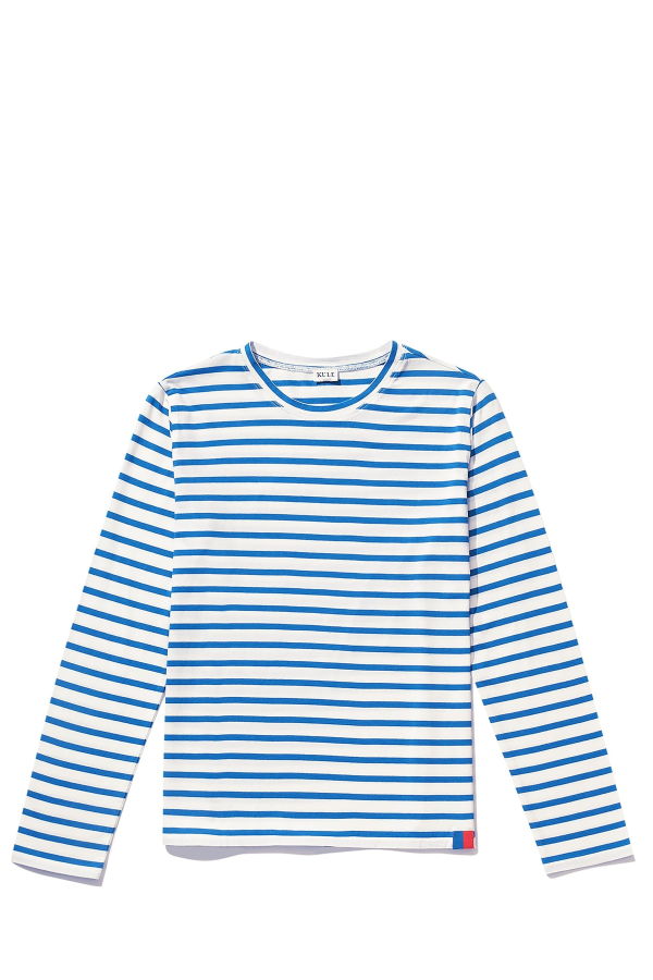 Kule The Modern Long Tee - White/Royal Blue