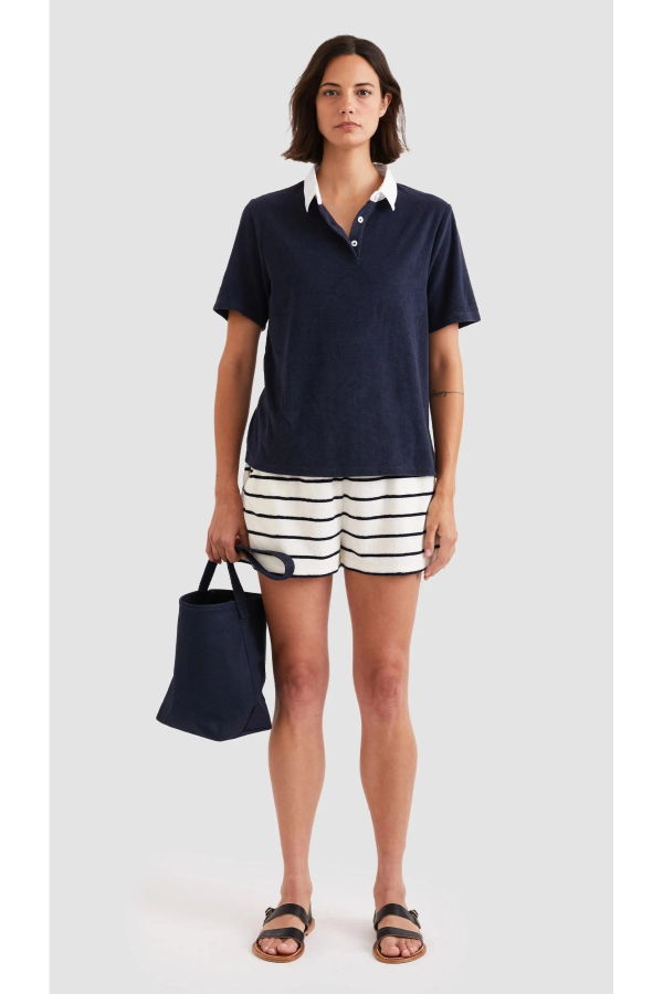 Kule The Terry Polo - Cream/Navy