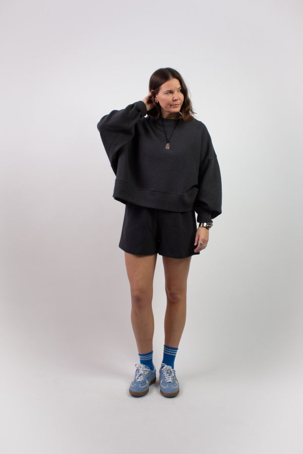 NA NIN Chloe Rippled Cotton Short - Faded Black