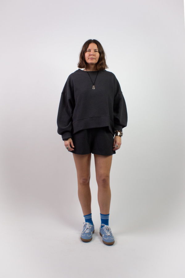 NA NIN Chloe Rippled Cotton Short - Faded Black