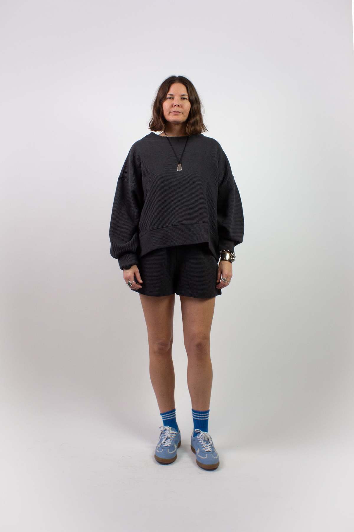 NA NIN Chloe Rippled Cotton Short - Faded Black - Image 2 of 5