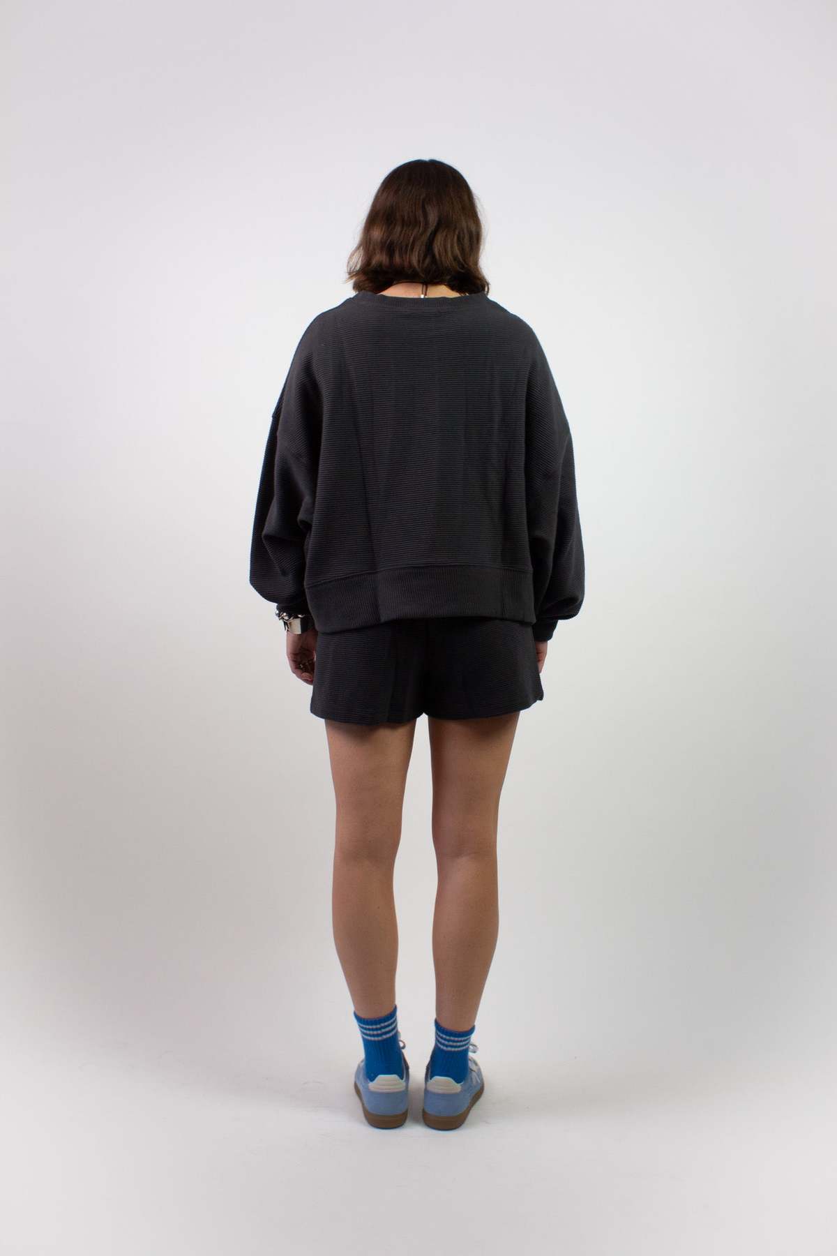 NA NIN Chloe Rippled Cotton Short - Faded Black - Image 4 of 5