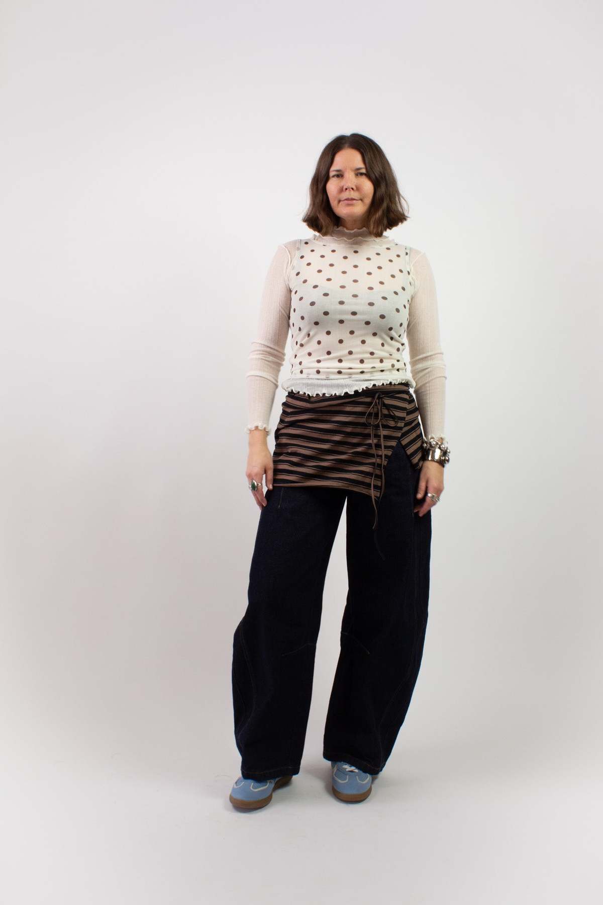 KkCo Wrap Peplum - Striped Mud - Image 1 of 4