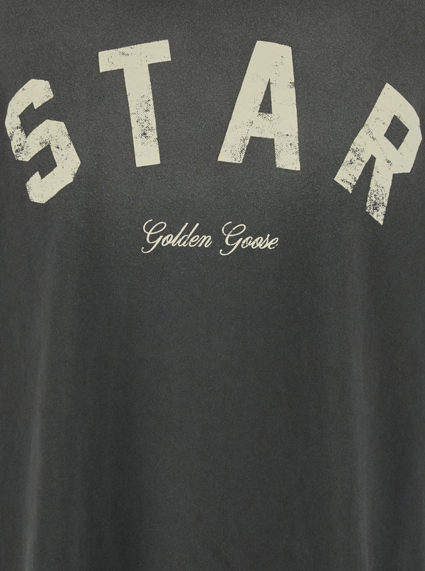 Golden Goose Gray Cotton Crew Neck T-Shirt With Front Print