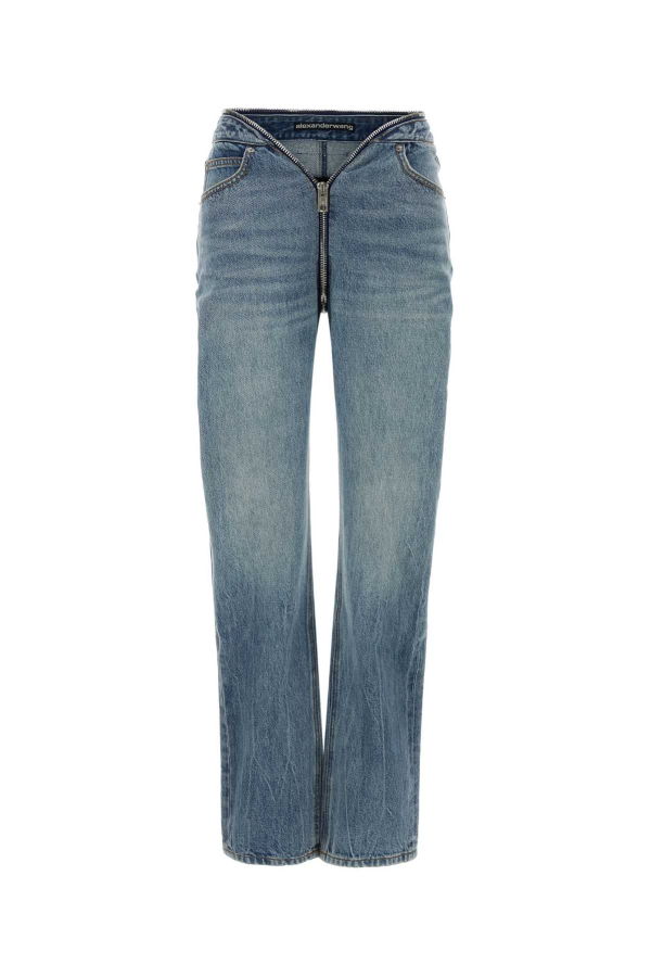 ALEXANDER WANG Dipped V Zip Waistband Straight Leg Jean - Authentic Light Indigo