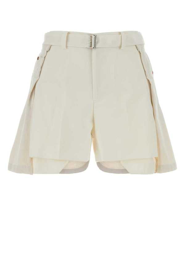 sacai Polyester and Denim Shorts - Offwhite