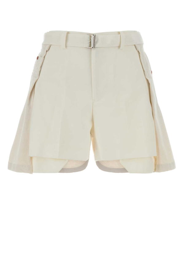 sacai Polyester and Denim Shorts - Offwhite