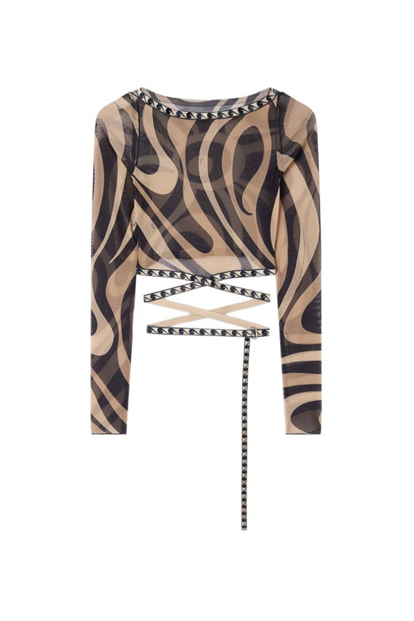 PUCCI Printed Tulle Top - Beige