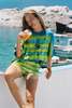 Ciao Ciao Vacation Curaçao Tie Dye Lace Trim Shorts - Thumbnail 4