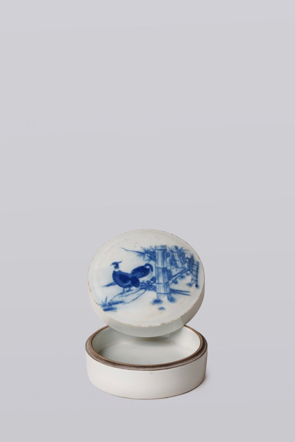 Cobalt Guild Blue and White Porcelain Pheasant Pair Ink Box