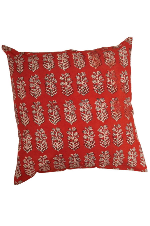 Ninéh Red Ember Hand Block Print Pillow