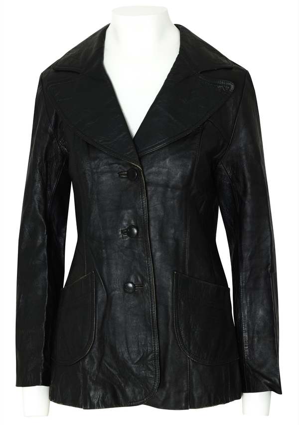 Pohjanmaan Turkis (Finland) 1980s1990s Semi-Tailored Leather Jacket, Curvilinear Panel Draft, Finnish