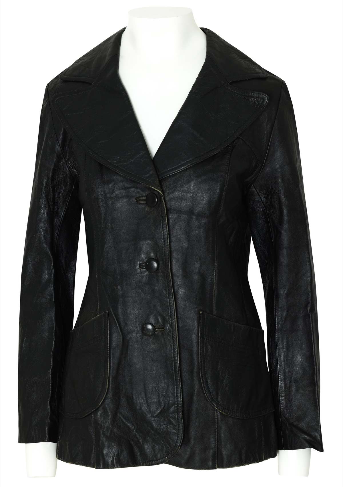 Pohjanmaan Turkis (Finland) 1980s–1990s Semi-Tailored Leather Jacket, Curvilinear Panel Draft, Finnish - Image 1 of 3
