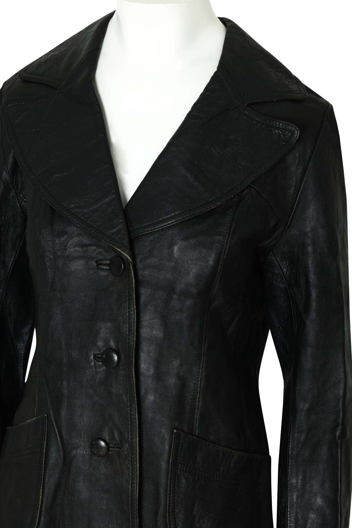 Pohjanmaan Turkis (Finland) 1980s–1990s Semi-Tailored Leather Jacket, Curvilinear Panel Draft, Finnish - Image 2 of 3